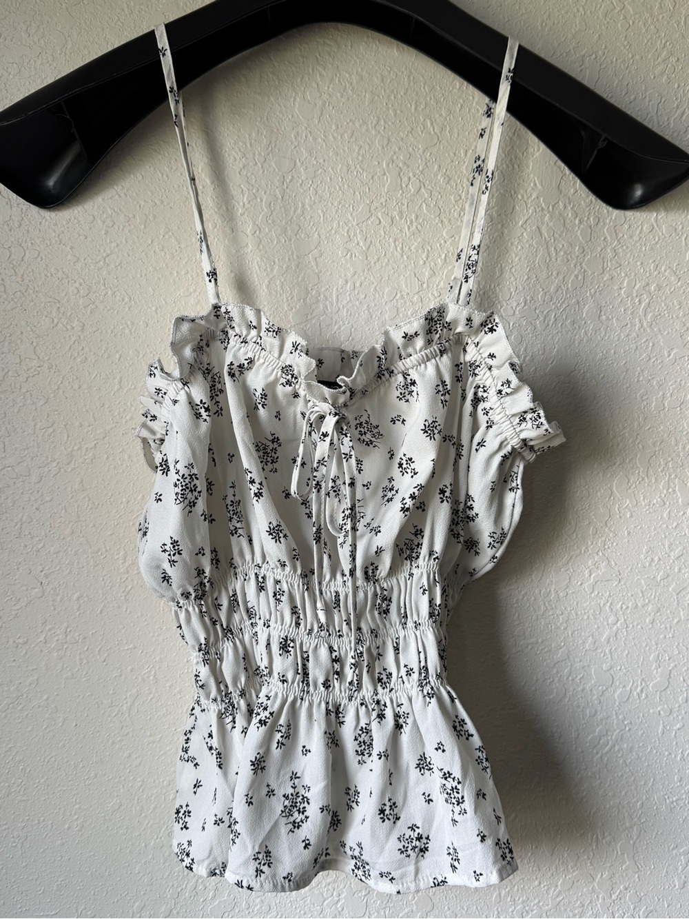 White Top with Black Floral Print